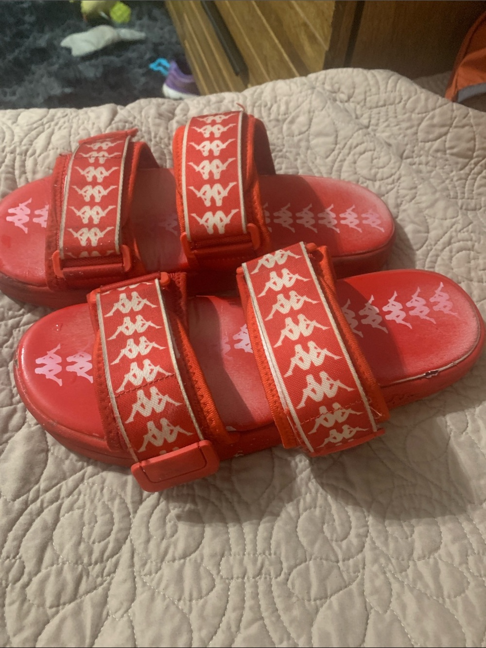 Kappa Red Double-Strap Logo Slide Sandals
